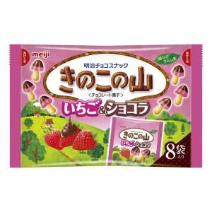 Meiji Mushroom Mountain Strawberry Chocolate (8 bags)